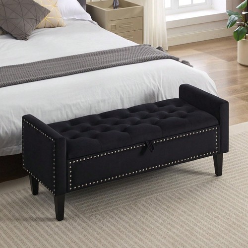 Velvet storage bench - velvet,