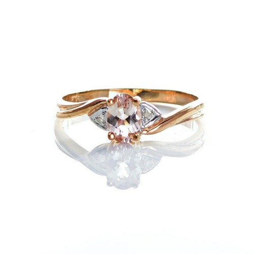 9ct morganite diamond ring - morganite,