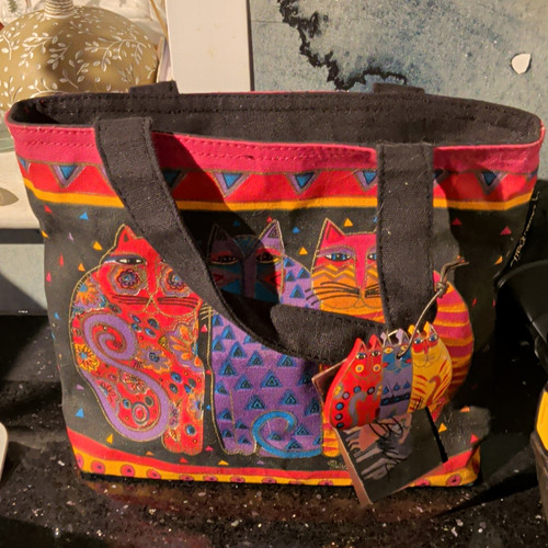 Black multicolour canvas cat - canvas,