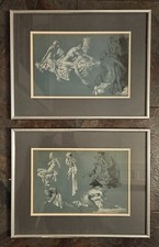 PAIR of Framed Sir William Russell Flint Print "Nude Bathers" Elegant Ladies