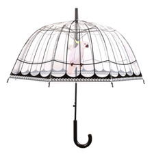 Novelty Umbrella Plastic Transparent Clear Dome Brolly Auto Open Parrot Bird 