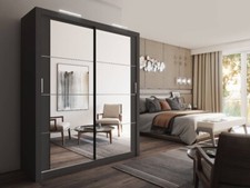 SALE! Modern Arti 3 - 2 Sliding Door Wardrobe 181cm in Black