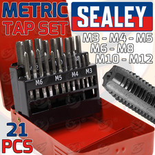 SEALEY Metric Tap Set 21pc M3 M4 M5 M6 M8 M10 M12 Taper Plug Thread Repair Taps