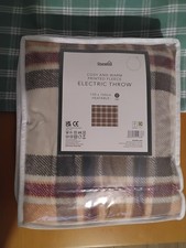 Electric Throw Dunelm Printed Fleece Blanket 130 x 160 Check Autumn Colours New