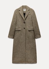 ZARA ZW Collection Check Plaid Coat Ecru/Yellow 2024/25 Season UK L BNWT RRP£179