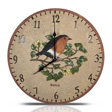 30cm Garden Wall Clock Bird Outdoor Decoration Hanging Thermometer Robin Large