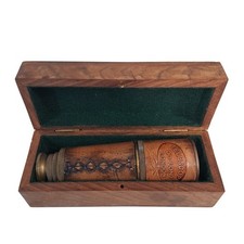Dollond Handheld Telescope London Vintage Wooden Case Embossed Leather 47 Inch