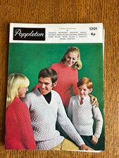 Original 1970s Poppleton pattern 1201 family sweater 26-44" DK