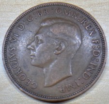 George VI  1947  One Penny - 1d Coin