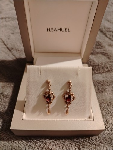 9ct garnet vintage - vintage, earrings