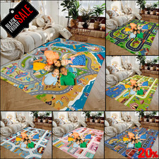 Highway City Kids Play Rug Non Slip Mat for Toy Cars Playroom Boys Girls