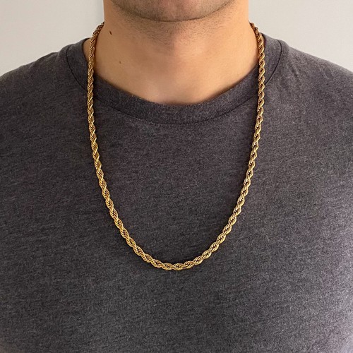 Gold thick rope chain - gold,