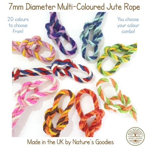 7mm thick multi coloured jute - thick, multi-coloured
