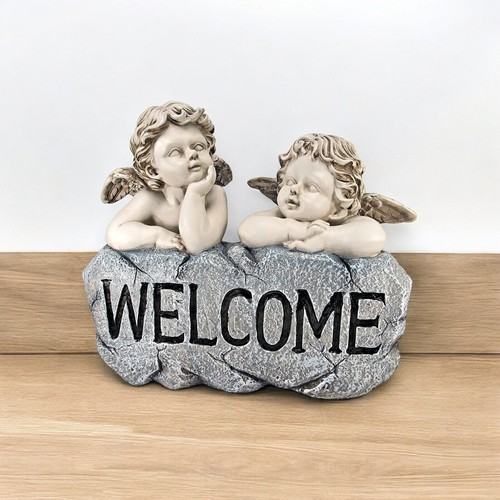 Cherub twins welcome statue - cherub,