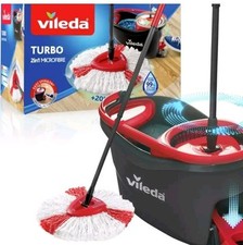 Vileda Turbo Microfibre Mop & Bucket Set Head Spin Mop for Cleaning Floors Red