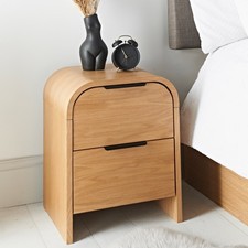2 Drawer Curved Bedside Table