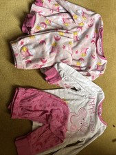 3 pairs Girls Age 2-3 Peppa Pig Pyjamas Fleece And Cotton Pink