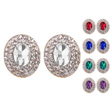 Non-Pierced Oval Shaped Gold Plated Crystal Stud Style Clip On Earrings