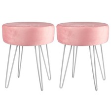 Round Velvet Footstool Ottoman