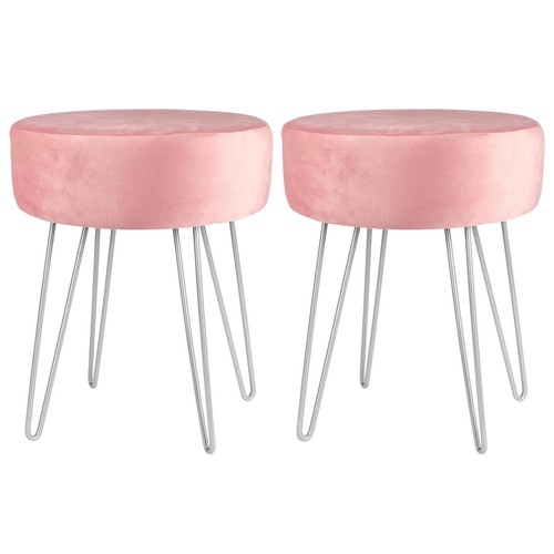 Round velvet footstool - round,
