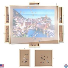 1500 Piece Wooden Jigsaw Puzzle Board with Drawers, 35” x 27” Portable Table