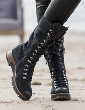 Celtic & Co Wilderness Boots Size 37 Navy 4 Calf Suede Winter Heel Wedge