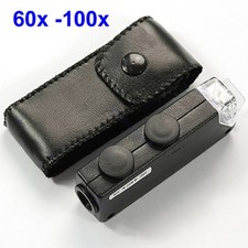 Mini Handheld 60x-100x Pocket Microscope Magnifer Loupe