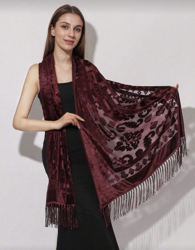 Vintage silk blend - , burgundy