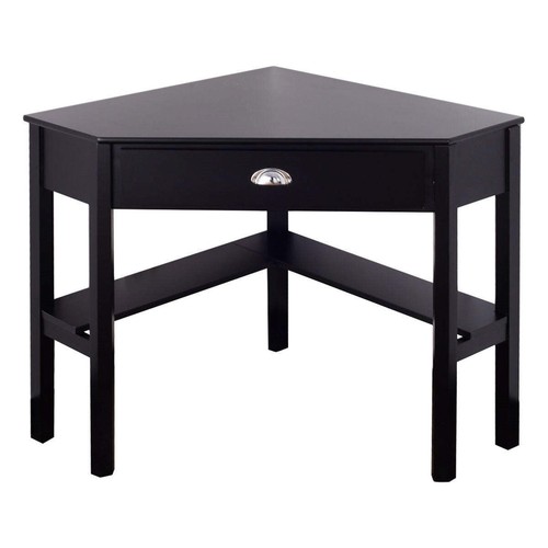 Corner black wood computer - black,