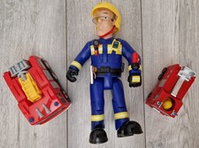 Fireman Sam 12" Action Figure With Rope And Lights/Sounds Plus x2 Fire Engines