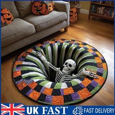 Halloween 3D Rug, Round Optical Illusion Rugs, Decorative Rug With Depth Pattern