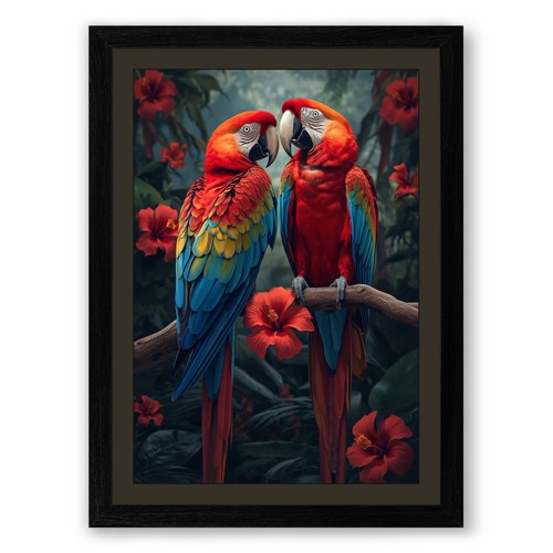 Macaws bloom tropical - macaws, in