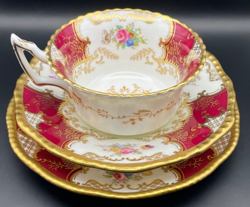 Coalport batwing maroon trio - coalport,
