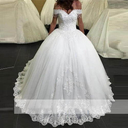 Ball gown off shoulder wedding - gown,