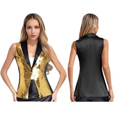 Womens Sparkly Sequins Vest V