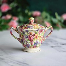 James Kent Du Barry Chintz Lidded Sugar Bowl 78 Made in England