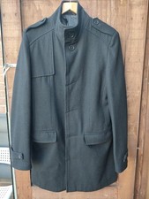 Butler And Webb Wool Blend Mens Black Button Trench Over Coat Size Small