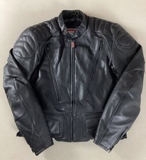 First Gear Leather Biker Jacket Motorcycle Jacket With Pads Black Size 44