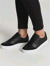 Reiss Ashley Leather Low Top Trainers, Black - Size 37/4