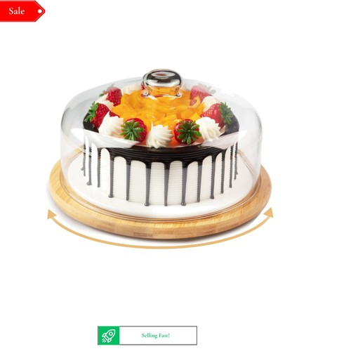 Bamboo cake stand with - stand, glass