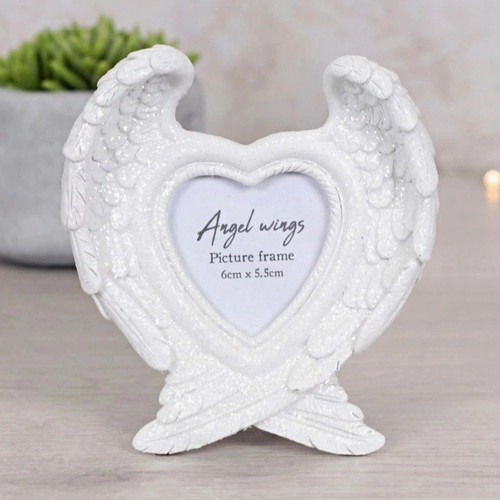 White resin angel - white, heart