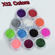 12 Mix Colours Nail Art Craft Acrylic Fine Glitter Powder Pots Tips Decoration
