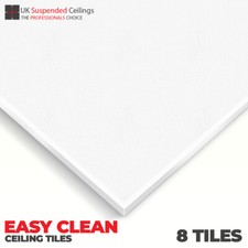 White Vinyl Suspended Ceiling Tiles - Easy Clean 600 x 600 - Hygienic Wipe Clean