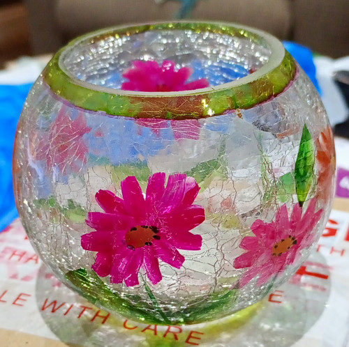 Floral globe 10cm clear - floral,