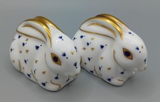 Royal Crown Derby Paperweight Pair of Baby Rabbits No Stoppers