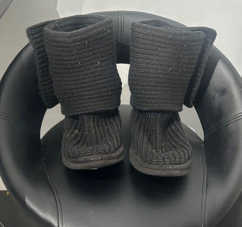 Women black knitted ugg - black,