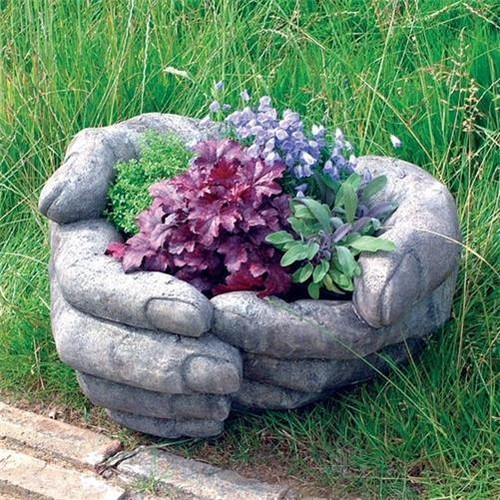 Giant cupped hands - hands, stone