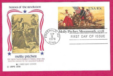 USA 1978 POSTCARD FDC - MOLLY PITCHER, Monmouth 1778  - Fdi FREEHOLD, NJ