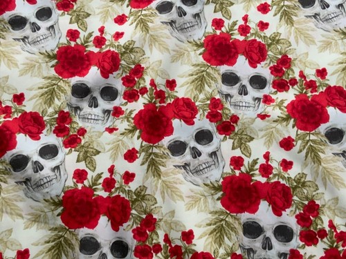 Rose skull fabric 100 - fabric, 100%