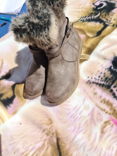 Gluv grayish brown - , leather
